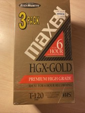 Maxell HGX Gold T-120 6 Hour VHS Tapes Lot 3 NEW Sealed Premium High Grade VTG