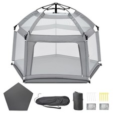 Portable Baby Playpen with Inflatable Mattress  Sunshade,Outdoor Baby Playpen