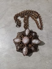 Vintage Confetti Copper Pendant Necklace