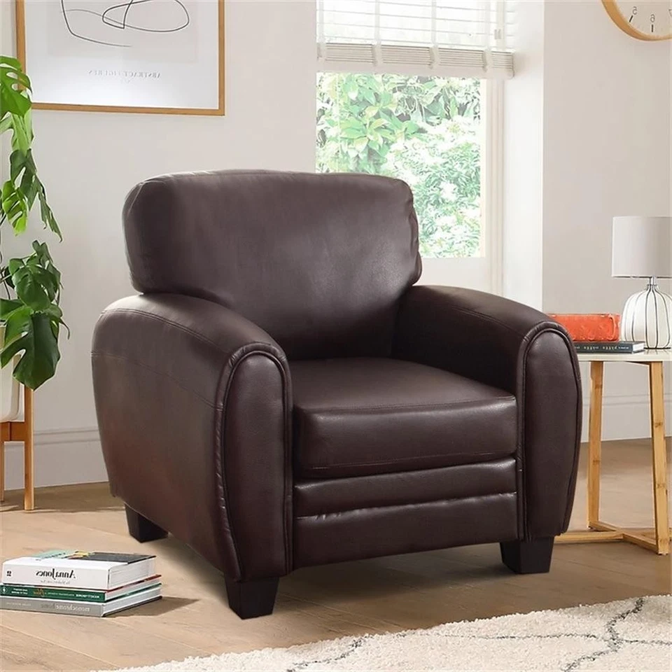 Cadeira Lexicon couro ligado rubi acento marrom escuro - Imagem 3 de 4