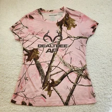 Realtree AP Baby Tee T-shirt M Pink Camo Oak Tree Hunting Outdoor Stretch