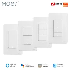 MOES Zigbee Smart Light Switch No Neutral/N+L Wire Push Button Alexa Google APP