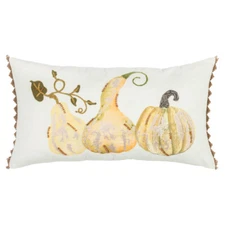 Rizzy Beige Pears Squash Pumpkin Transitional Throw Pillow Nature Print T17362