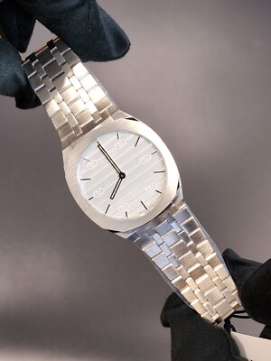 GUCCI 25H 34MM QUARTZ STAINLESS STEEL SILVER DIAL UNISEX WATCH