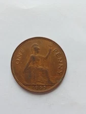 1965 penny...1d...Brittania...Queen Elizabeth ll...pre Decimal coin