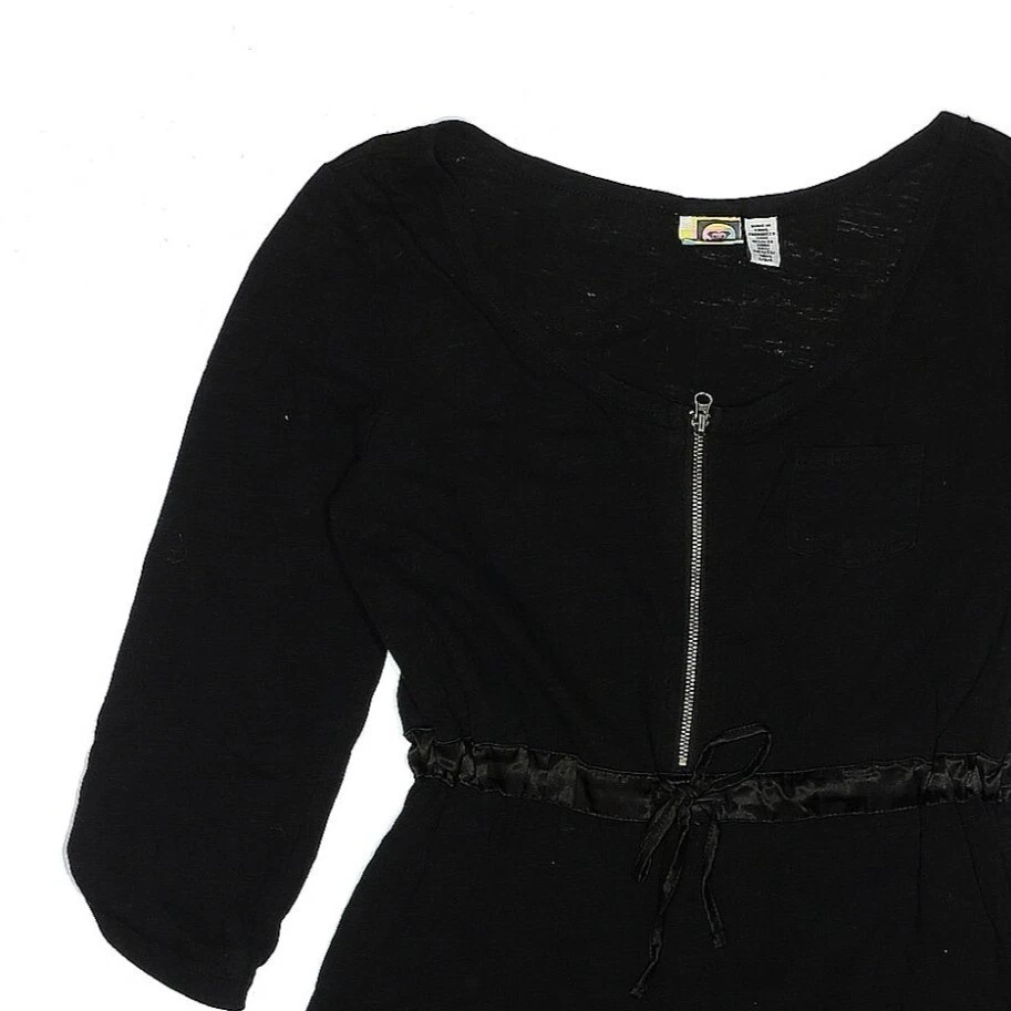 ROXY Girls Dress SZ L Black 100% Cotton A-Line Zipper Neck Cute Party Event - Image 3 of 4