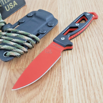 Utica Critical Hit II Fixed Knife 3'' Red MagnaCut Steel Blade Black G10 Handle