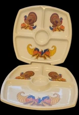 Vintage Thanksgiving Serving Tray Chip and Dip Woolworth Reusable Dinnerware