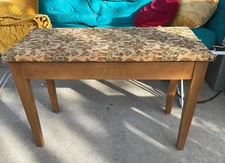 Vintage organ 1970's upholstered top piano Stool bench flip up seat with storage