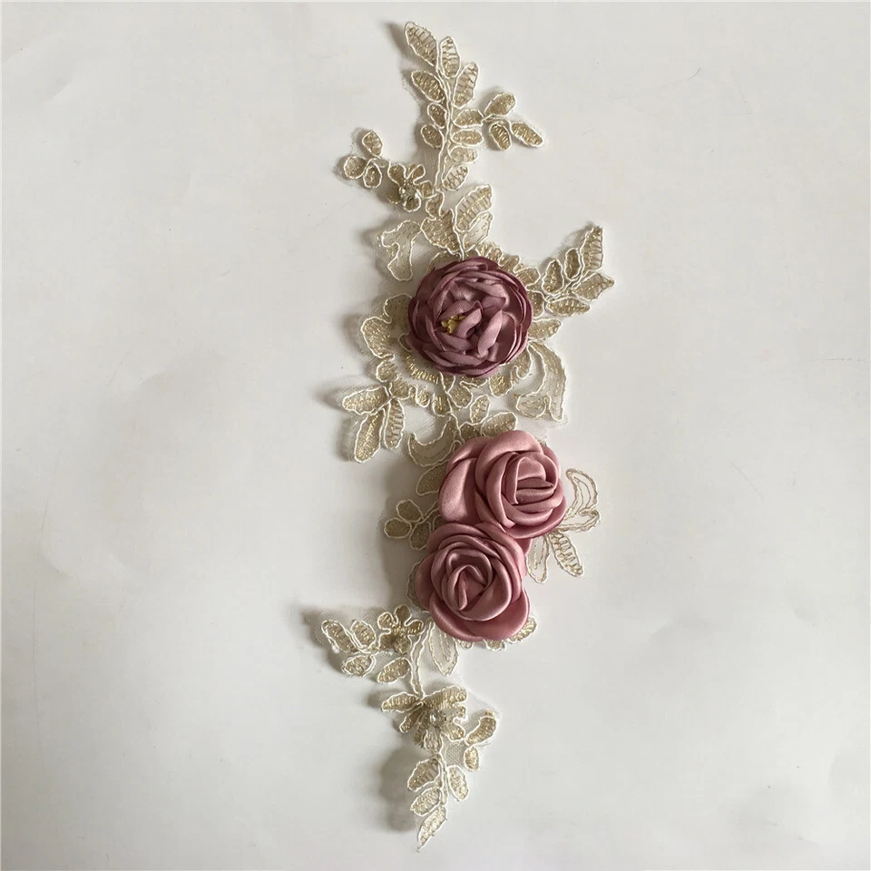 1Pcs Hollow Lace Patches 3D Flower Decor Clothes Wedding Dress Sewing Applique - Image 3 of 4