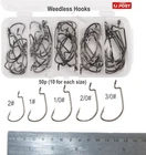 50x Weedless Worm Hooks for Soft Plastic Lure or fresh bait Salmon Snapper Bream