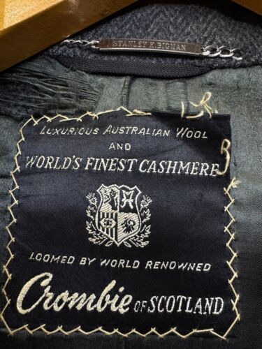 Vintage CROMBIE Scotland bespoke Classic cashmere wool Men suit overcoat 48L 50L - Picture 5 of 24