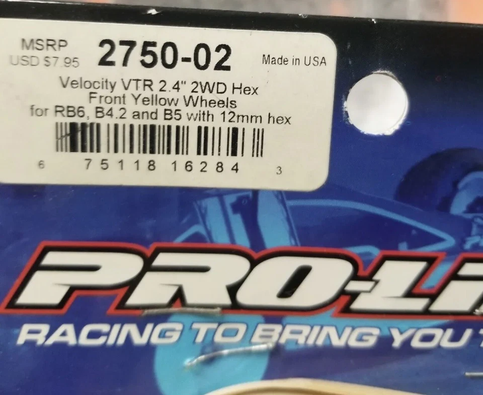 Proline Velocity VTR 2.4 2wd Hex Front Yellow Wheels RB6 RC10B4.2 RB5 12mm Hex - Image 3 of 3