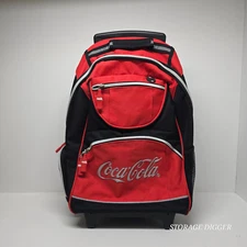 Vintage Coca Cola Travel Backpack on Wheels Carry On, Telescopic Handle, Pockets