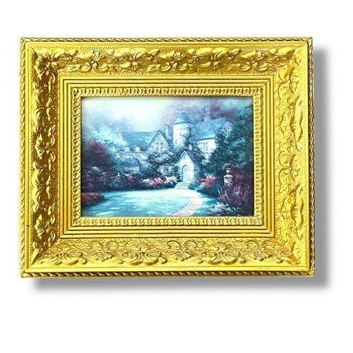 Pinturas de biblioteca Thomas Kinkade impresión artística pequeña marcos gruesos dorados pared de galería - Imagen 3 de 10