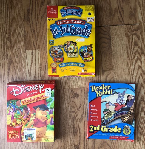 3- Preschool & Kids Educational vtg PC & Mac Disney Reader Rabbit Adv ...