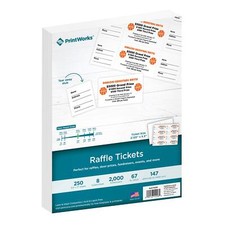 PrintWorks Raffle Tickets Perforated Cardstock Tickets with Tear-Away Stubs 8...