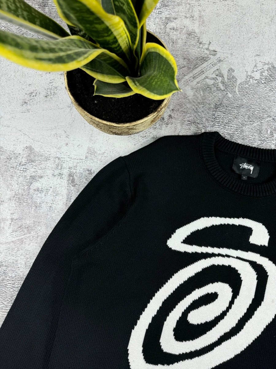 Stussy Streetwear Vintage Curly S Logo Knited Black Relaxed Stussy Streetwear Vintage Curly S Logo Knited Black Relaxed