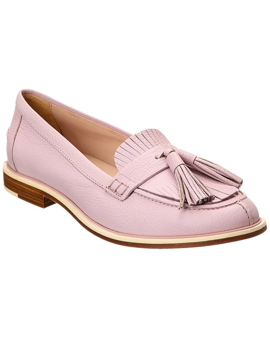 Mocassino donna Tod’s in pelle con frange logo rosa 35