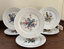 Josef Kuba Made in Germany 6 Unique Wild Bird & Floral 8” Porcelain Plates
