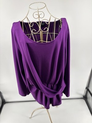 Eloquii Blouse Womens Plus Size 20 Purple Surplice Blouse Long Sleeve Office