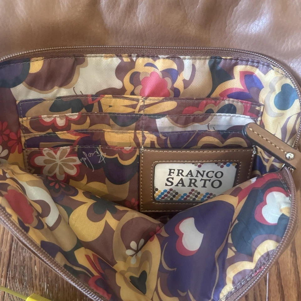 Franco Sarto Marrón Imitación Cuero Bolso de Mano Cartera Bandolera Bolso de Hombro Bolsillos Foto 4 de 4