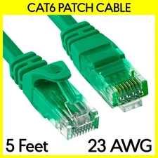 5FT Cat6 Cord Green Cat 6 Ethernet Patch Cable RJ45 LAN Internet Router Cord