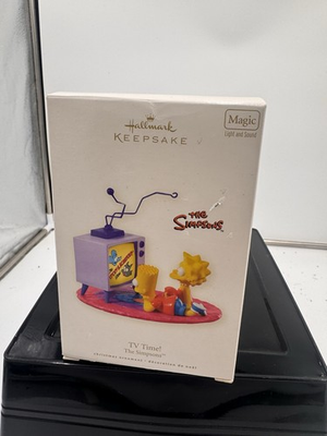 #ad Hallmark TV Time The Simpsons Bart Jr. amp; Lisa Keepsake Ornament Light Sound New $50.00