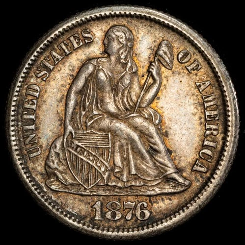 1876-CC Liberty Seated Dime 10c PCGS Certified AU-55 - Beautiful Coin!!