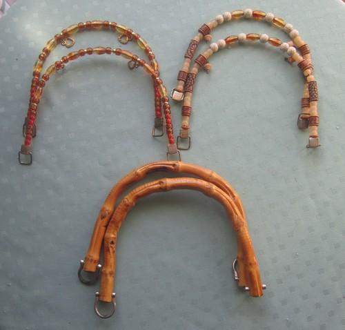 Vintage  3 Pair Purse Handles Bamboo Plastic Beads