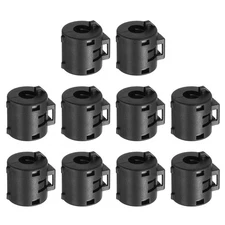 10 Pcs Ferrite Filter Ring Core Cable Clip ID 8mm Length 26mm with Base, Black