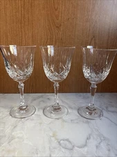 Set Of 3 Mid-Century Tiffin Franciscan  Elyse Crystal Wine Glasses  6.75”