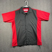 Red and black mechanic Work Shirt Short Sleeve Red Kap Used Uniform