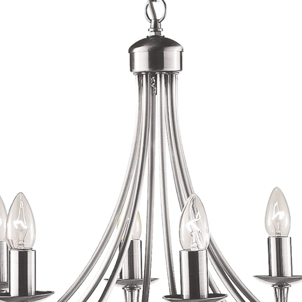 Lampadario Industrial-Nordico Maypole Acciaio Argento 8 Luci E14 - Immagine 4 di 4