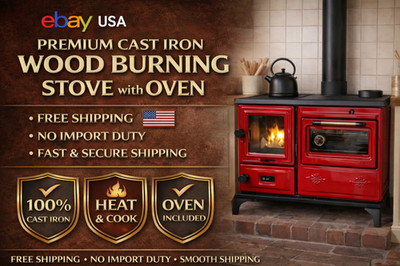 Cast Iron Wood Stove / Oven Rustic Cooker Heater Free Ship No Duty USA New