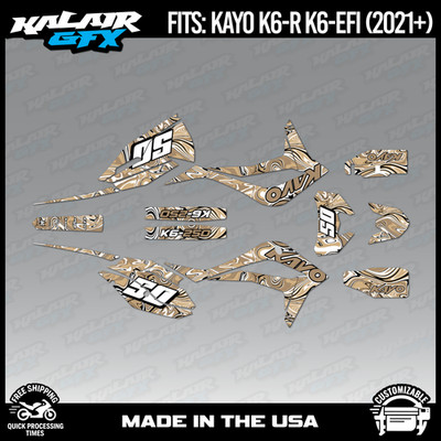 Graphics Kit for Kayo K6-R K6-EFI 250 (2021+) Snagged Series - TAN