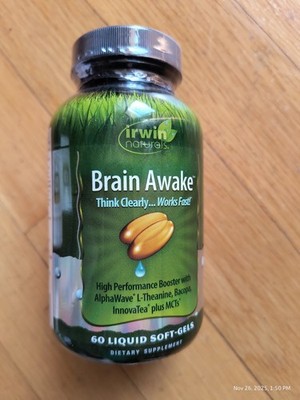 Irwin Naturals Brain Awake 60 Liquid Soft-Gels Think Clearly Exp 9/2026 Sealed 