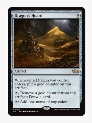 Dragon's Hoard | MTG TDC | Artifact Mana Rock Draw Dragon Commander Rare | NM