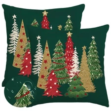Christmas Outdoor Pillow Covers 18x18 Inch Waterproof Tree Christmas Decorati...