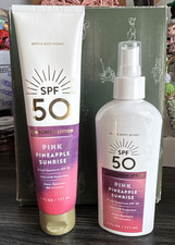 BATH  BODY WORKS PINK PINEAPPLE SUNRISE SUNSCREEN LOTION  SPRAY SPF 50 NEW