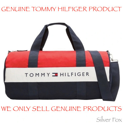 TOMMY HILFIGER LOGO COLORBLOCK DUFFLE BAG SCHOOL TRAVEL SPORTS GYM BARREL BAG