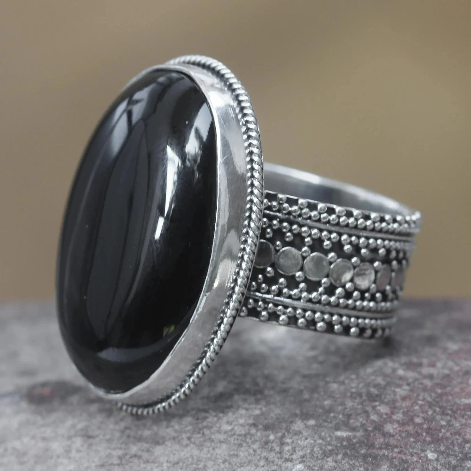 Onyx cocktail ring, 'Oracle' image 4