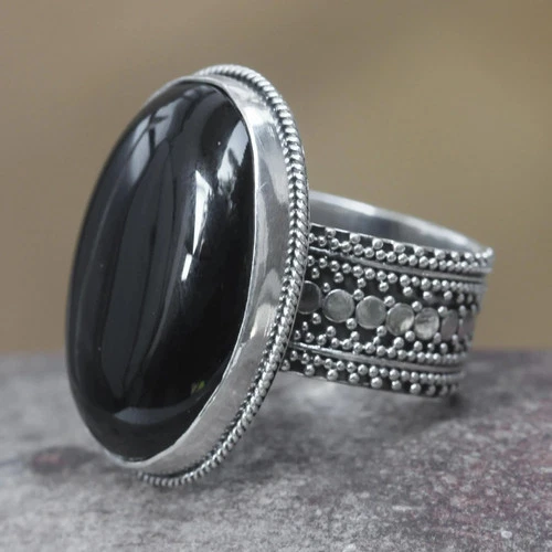 Onyx cocktail ring, 'Oracle' image 4