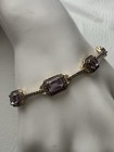 Sterling Silver Vermeil ~7x5MM Amethyst & Diamond Accent Halo Link Bracelet  — photo 6