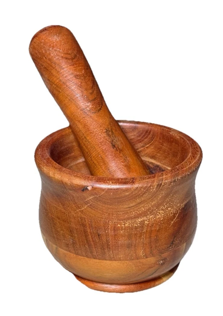 BEAUTIFUL WOODEN MORTAR + PESTLE, CEDAR NATURAL WOOD, HERB CRUSHER H34