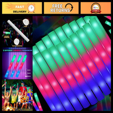 200 PCS Colorful LED Foam Glow Sticks - 3 Modes Light Up Party Supplies for Wedd
