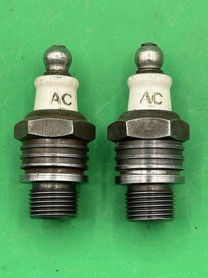 2 NOS AC Vintage Antique Air Cooled 18mm Motorcycle Spark Plugs Indian Excelsior