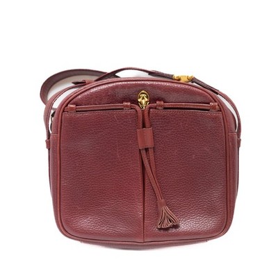 Cartier Shoulder Bag Must Line Bordeaux Leather Auth from JAPAN