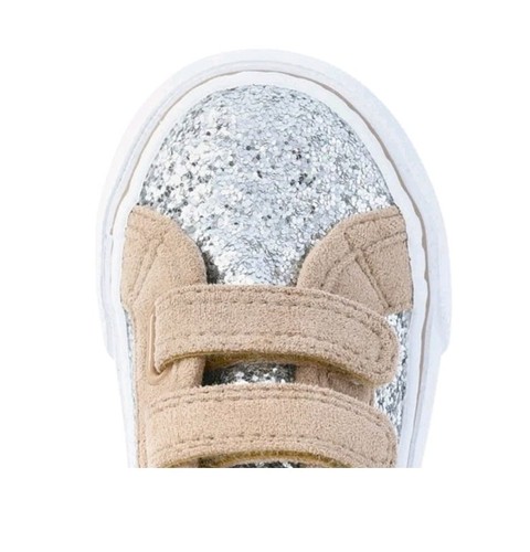 *NEW* Wonder Nation SZ 7 Toddler Girls Silver Glitter Two Strap Skate Sneakers  - Picture 5 of 15