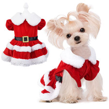Christmas Dresses for Small Dogs Cats Fall Winter New Year Classic Red Belt Xmas